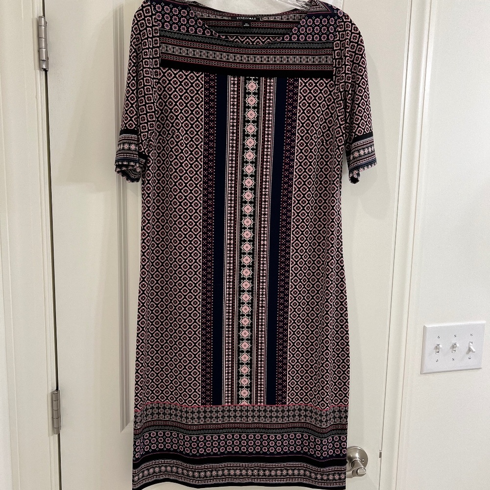 Roz & Ali Graphic Dress Size Medium Abstract Career Short Sleeve
